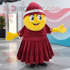 Maroon Lemon maskot kostume...