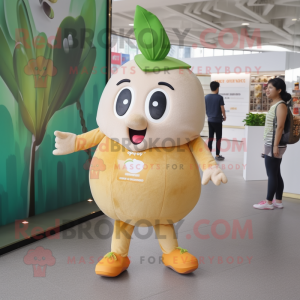 Beige Mango maskot kostym...