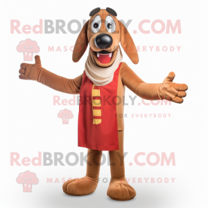 Rust Hot Dogs mascot costume character dressed with a Cardigan and Anklets