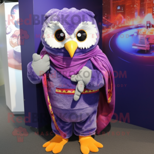 Purple Owl maskot kostyme...