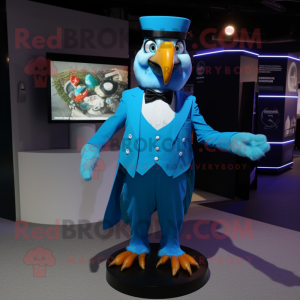 Silver Macaw mascot costume character dressed with a Jeggings and