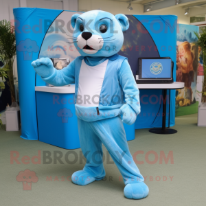 Sky Blue Panther maskot...