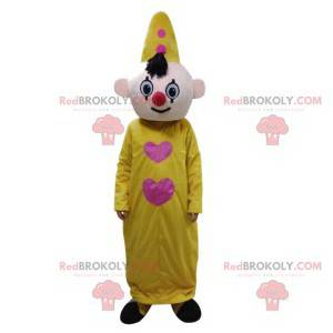 Clown maskot med sin gule kostume og hat - Redbrokoly.com