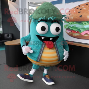 Teal Burgers maskot kostume...