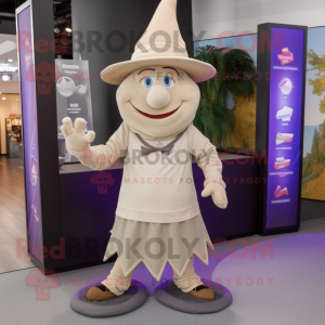 Beige Witch'S Hat mascot costume character dressed with a Joggers and Bracelets