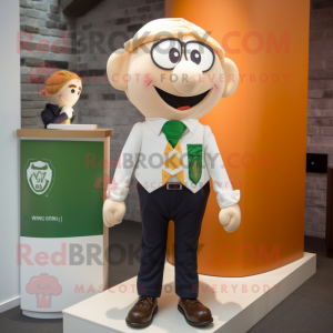 Cream Irish Flag mascot costume character dressed with a Oxford Shirt and Ties