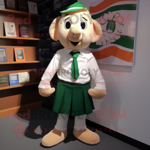 Cream Irish Flag mascot costume character dressed with a Oxford Shirt and Ties