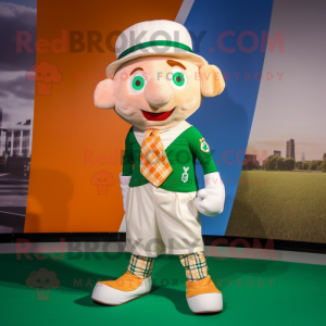 Cream Irish Flag mascot costume character dressed with a Oxford Shirt and Ties