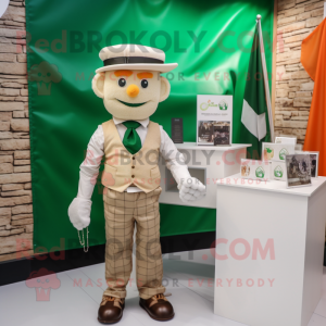 Cream Irish Flag mascot costume character dressed with a Oxford Shirt and Ties