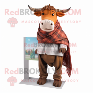 Rust Zebu mascot costume character dressed with a Shorts and Scarves