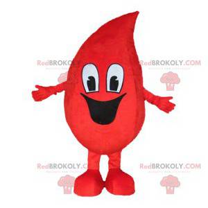 Glimlachende bloeddruppelmascotte. Bloeddruppel kostuum -