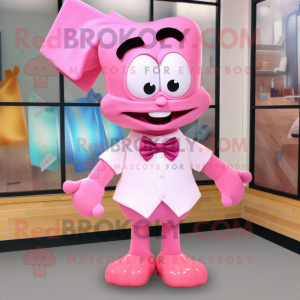 Pink Ice mascot costume character dressed with a Dress Shirt and Bow ties