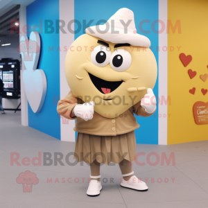 Beige Heart mascot costume character dressed with a Sweatshirt and Cufflinks