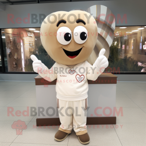 Beige Heart mascot costume character dressed with a Sweatshirt and Cufflinks