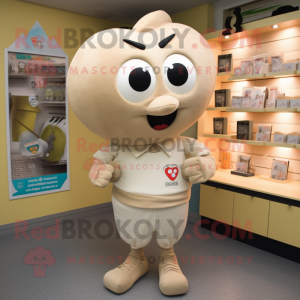 Beige Heart mascot costume character dressed with a Sweatshirt and Cufflinks