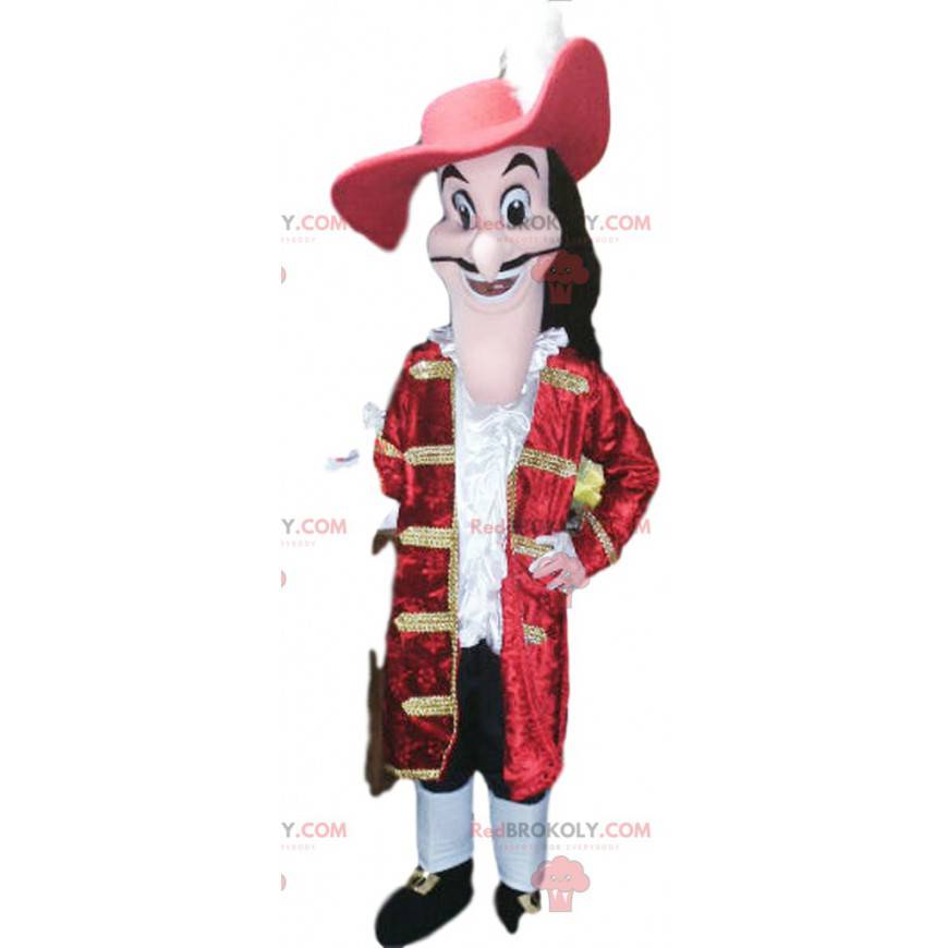 Captain Hook mascot with a beautiful red jacket - Sizes L (175-180CM)