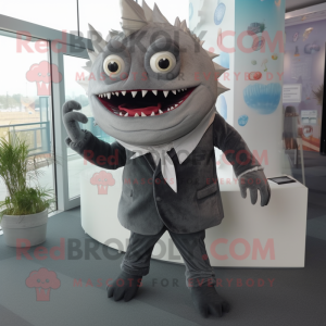 Grijs Piranha mascotte...