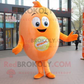 Peach Shakshuka mascot costume character dressed with a Bodysuit and Foot pads