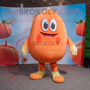 Peach Shakshuka mascot costume character dressed with a Bodysuit and Foot pads