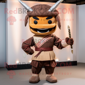 Brun Samurai maskot drakt...