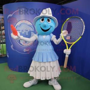 Blå tennisketcher maskot...