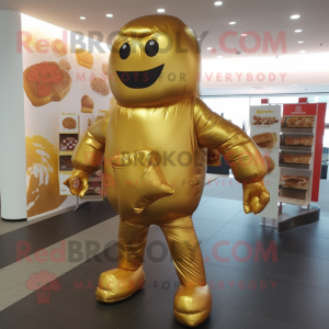 Gold Chocolates mascot costume character dressed with a Long Sleeve Tee and Messenger bags
