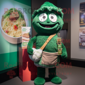 Forest Green Ramen mascot costume character dressed with a Henley Tee and Wallets