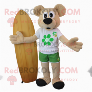 Beige Bunch Of Shamrocks mascot costume character dressed with a Board Shorts and Shoe clips