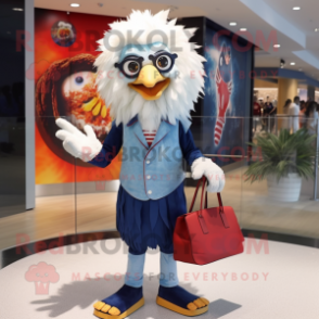 Navy Fried Chicken mascot costume character dressed with a Jeggings and Handbags