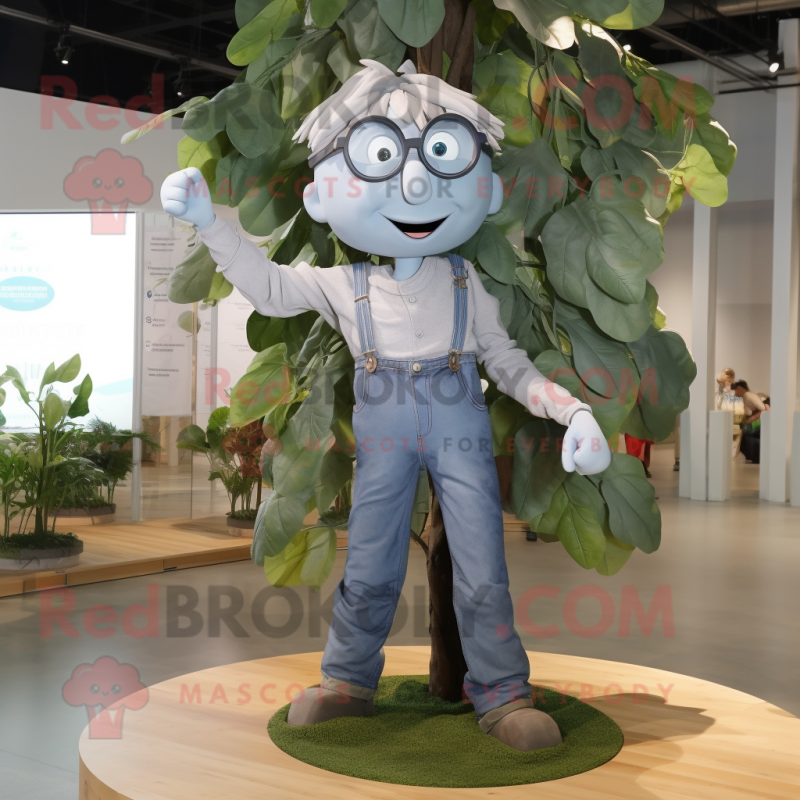 Silver Beanstalk mascot costume character dressed with a Denim Shorts and Eyeglasses