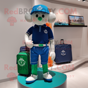 Blue Irish Flag mascot costume character dressed with a Polo Tee and Handbags