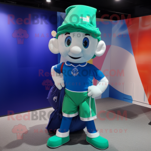 Blue Irish Flag mascot costume character dressed with a Polo Tee and Handbags
