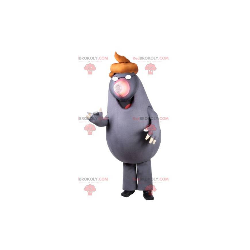 Mascote toupeira cinza com um turbante bonito. Terno toupeira -