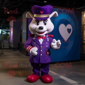 Purple Heart mascot costume character dressed with a Romper and Pocket squares