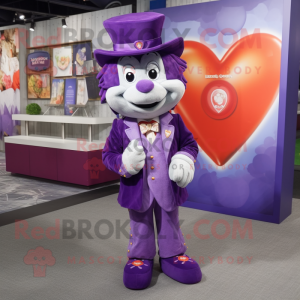 Purple Heart mascot costume character dressed with a Romper and Pocket squares