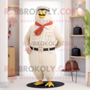Beige Pigeon mascot costume character dressed with a Dress Pants and Belts