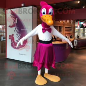 Magenta Swans mascot costume character dressed with a Tank Top and Bow ties