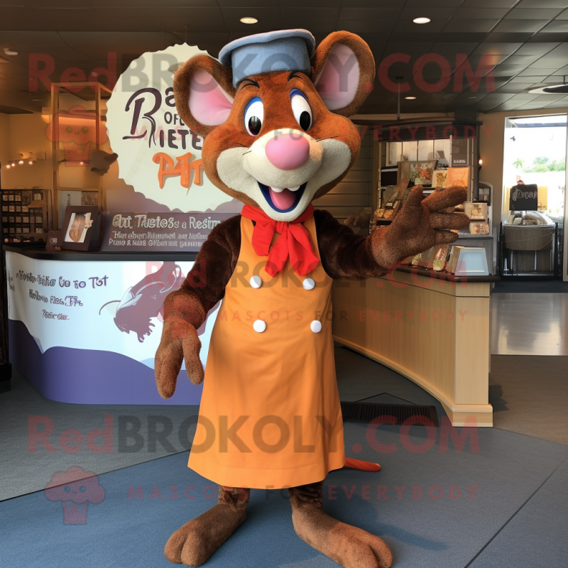 Rust Ratatouille mascot costume character dressed with a T-Shirt and Bow ties