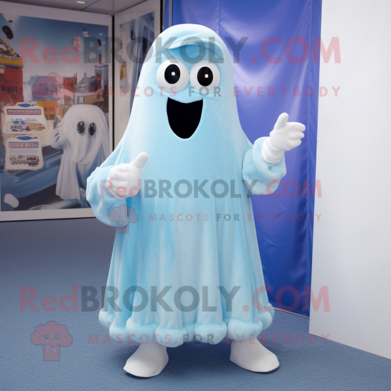 Sky Blue Ghost mascot costume character dressed with a Trousers and Cufflinks