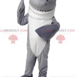 Mascotte grijze en witte haai. Haai kostuum - Redbrokoly.com