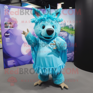 Cyan Wild Boar maskot drakt...