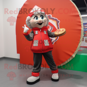 nan Pizza Slice mascot costume character dressed with a Bomber Jacket and Foot pads