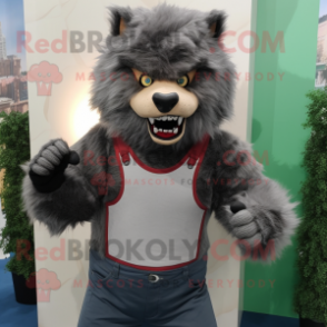 nan Werewolf mascot costume character dressed with a Tank Top and Hair clips