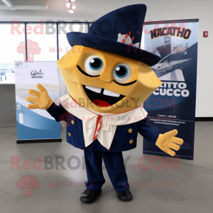 Navy Nachos mascot costume character dressed with a Blazer and Wraps