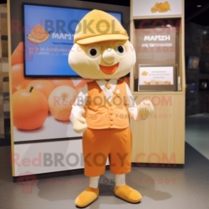 nan Apricot mascot costume character dressed with a Romper and Pocket squares