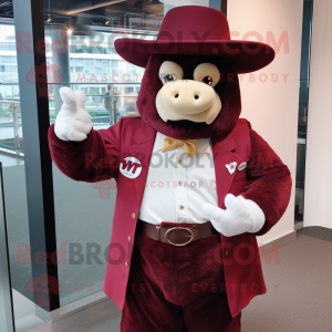 Maroon Bison maskot kostume...