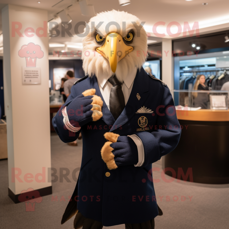 Navy Haast'S Eagle mascot costume character dressed with a Coat and Tie pins