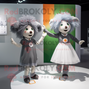 Gray Irish Flag mascot costume character dressed with a Mini Dress and Hairpins