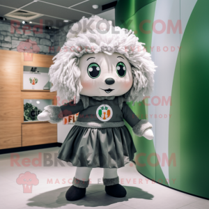 Gray Irish Flag mascot costume character dressed with a Mini Dress and Hairpins