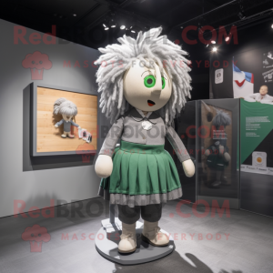 Gray Irish Flag mascot costume character dressed with a Mini Dress and Hairpins